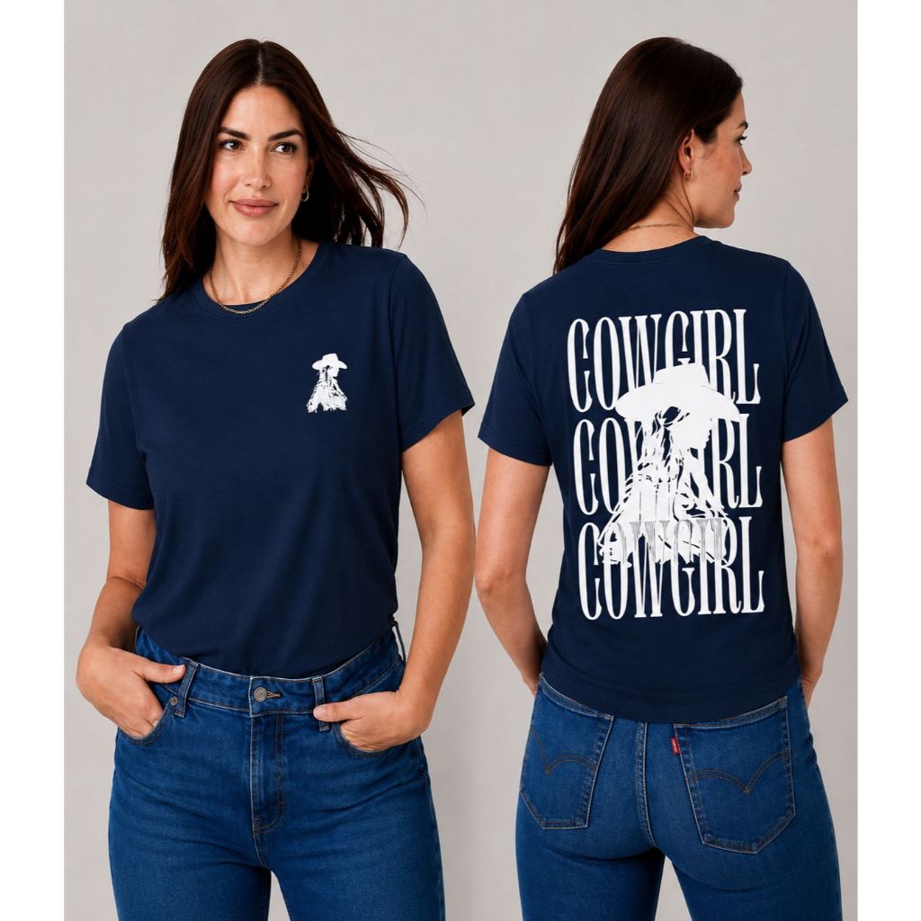 Camiseta Feminina Cowgirl Western - Camiseta Feminina Casual Estampada - 100% Algodão, Confortavel e Envio Imediato!