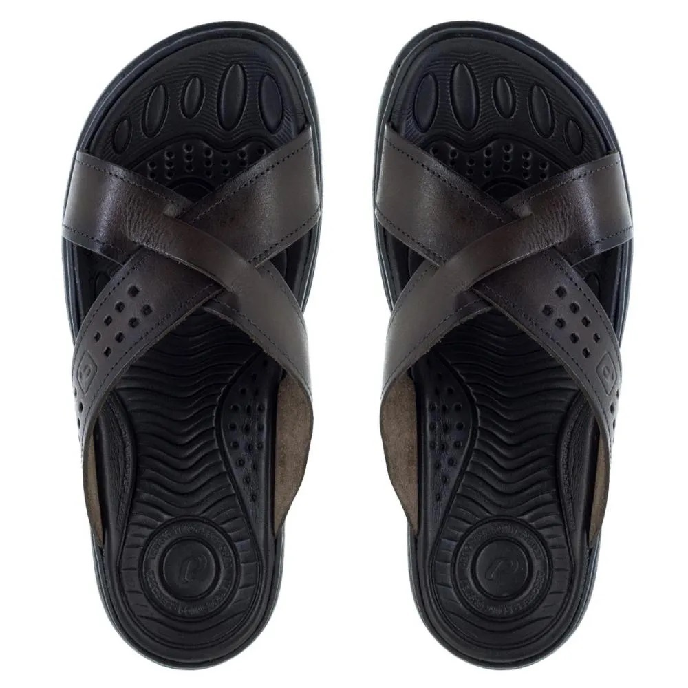 Chinelo Masculino Pegada Tiras Em X Comfort 100% Original Em Couro Legitimo Estilo Casual Palmilha Confortavel 38 a 44
