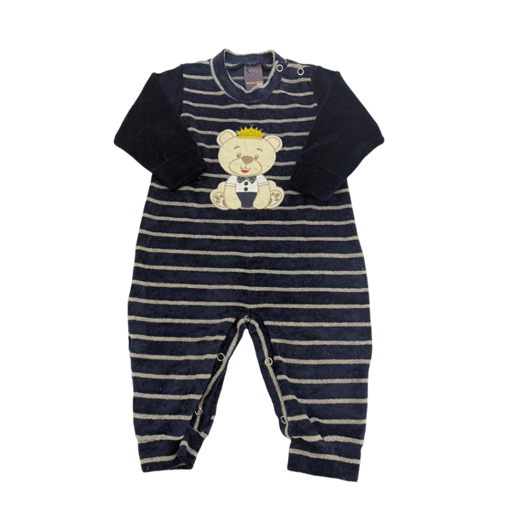Macacão Plush Estampado Quentinho para Bebê Menino Menina com Pézinho Aberto — TAM RN ao G Cores Sortidas