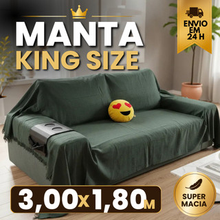 KIT 2 MANTAS KING SIZE 3,00M x 1,80M  Sofá e Cama de casal Grande Grossa Decoração Sala Protetora Decorativa