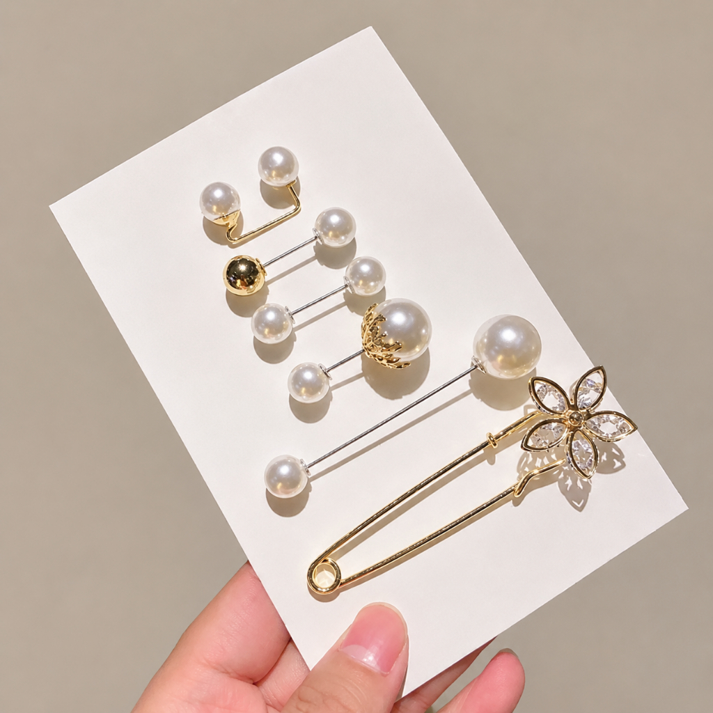 Kit Broche Multiuso 6 Peças Ajuste Roupa Botton Pin