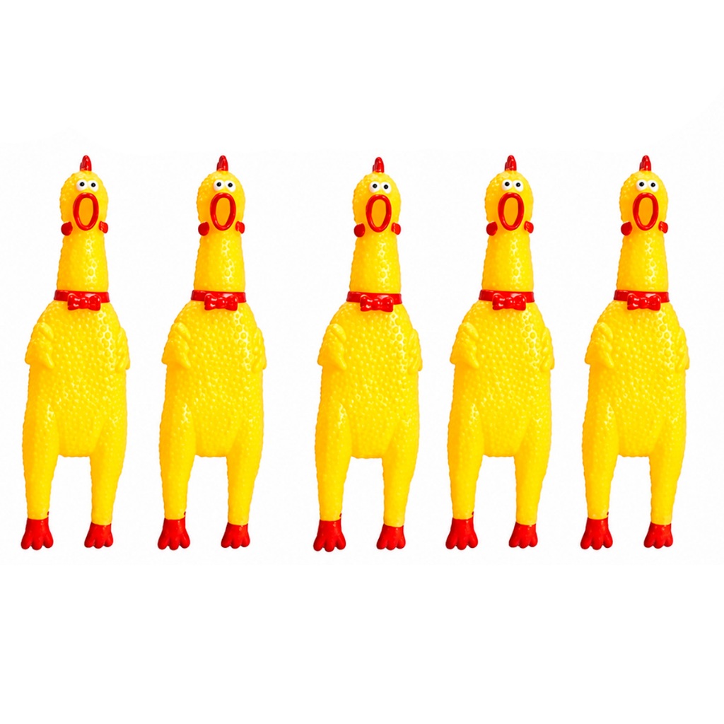 Kit 5 Brinquedo Mordedor de Borracha Galinha Cachorro Cães Apito Pet Borracha Vinil