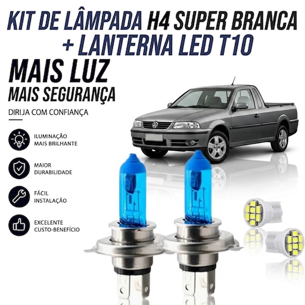 Lâmpada farol BAIXO / ALTO - SUPER BRANCA SAVEIRO G2 1998 ATÉ 2000