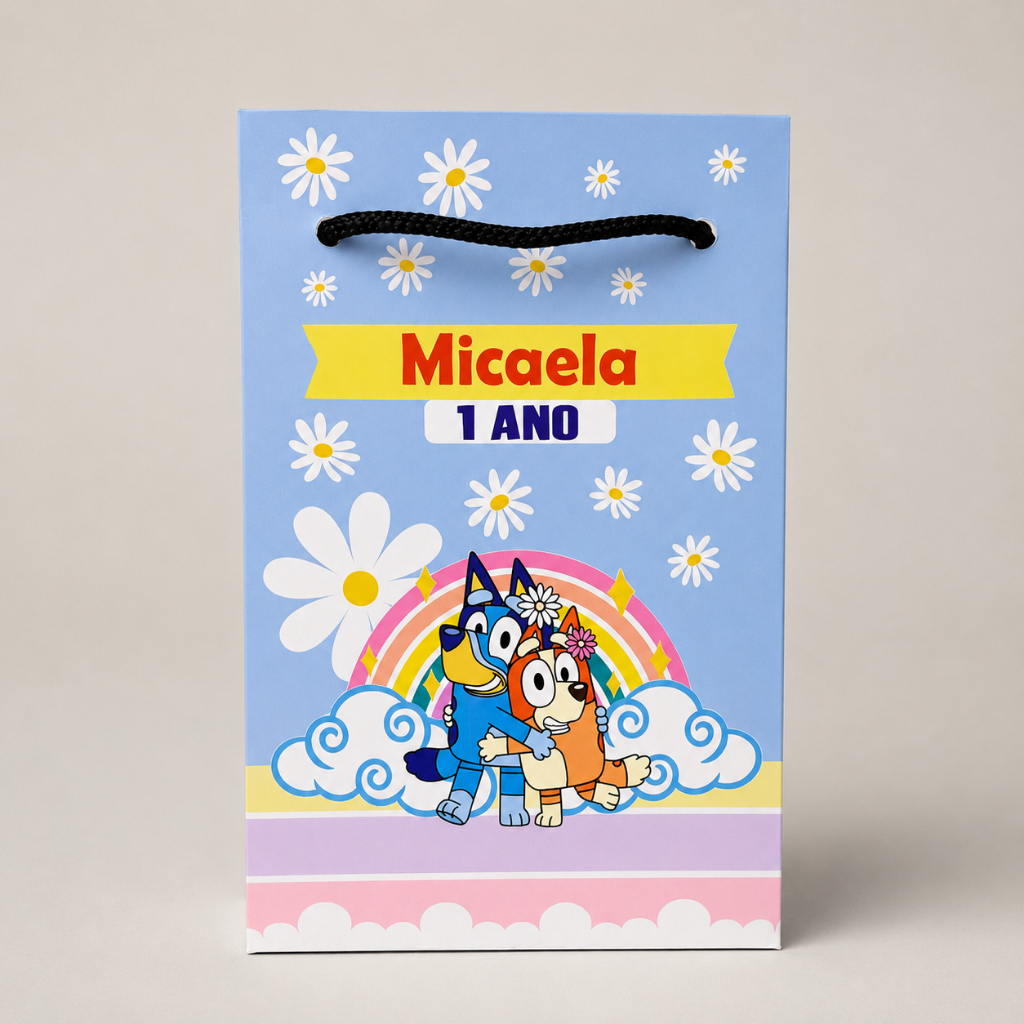 10 Sacolinhas BLUEY Personalizadas C/ Nome e Idade / Lembrancinha Festa Infantil / Sacola Surpresa