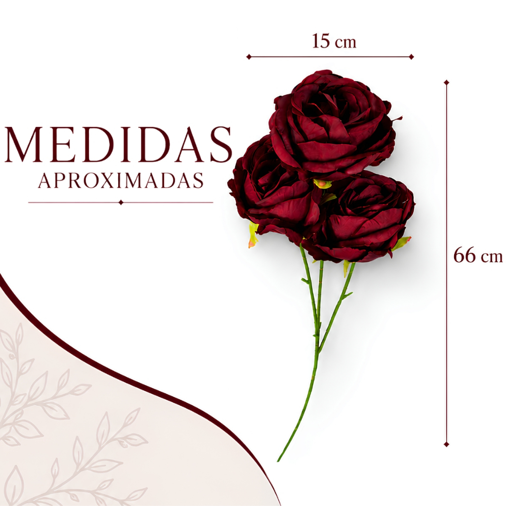 Kit 3 Botões Buquê De Flores De Rosas Artificiais Para Decoração Sala Quarto - Castela · foto 2