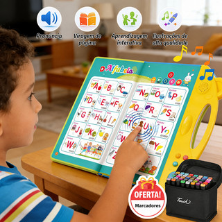 Livro Interativo com Som Infantil Bilíngue Português Inglês Multi Temas Toque Educativo A…