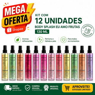 12 Body Splash FRUTAS 130ml Bio Instinto Desodorante Corporal Colônia Fragrância Irresistível