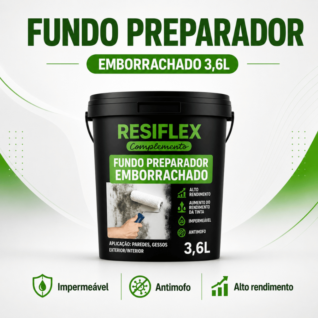 Fundo Preparador Resiflex 3,6L Base Água Parede Reboco Fraco Anti Descascamento