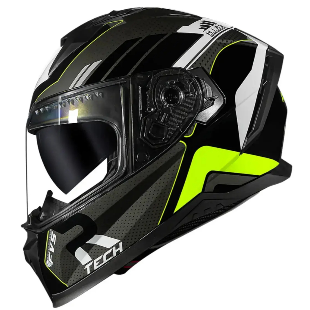 Capacete Titanium Race Tech Preto e Verde Fosco Volt Track Black Com óculos interno Fumê