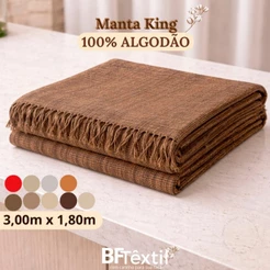 Manta Decorativa para Sofá King Gigante 3,00m x 1,80m 100% Algodão Várias Cores