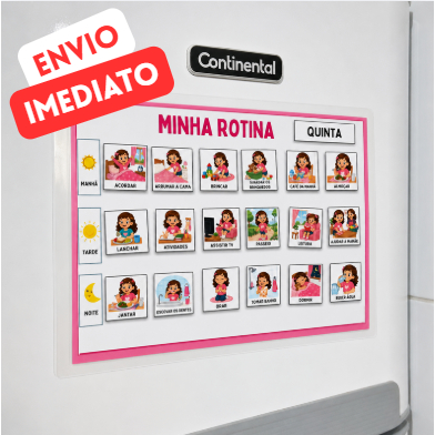 Kit Quadro de Rotina Diária Infantil Educativo + 24 atividades + plastificado e com velcro adesivo