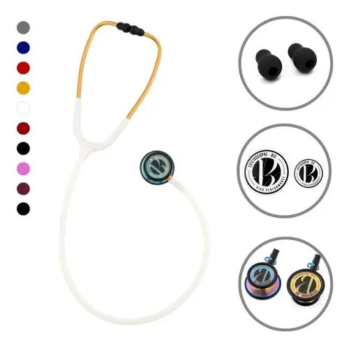 Estetoscópio Bic Eternity Adulto E Pediátrico Inox Duplo Branco Rainbow Dourado Alta e Baixa Frequência