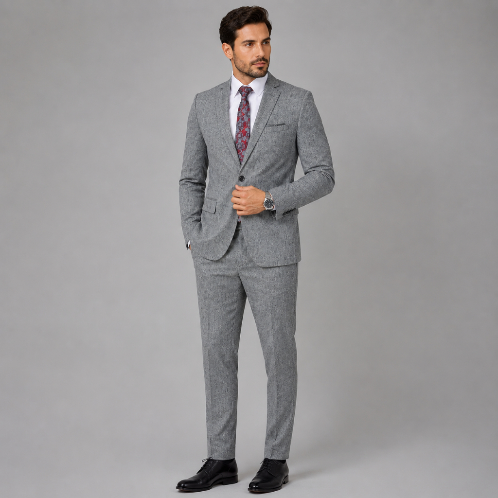 Terno Social Masculino Melange Microfibra Elegante Corte Slim Alta Qualidade
