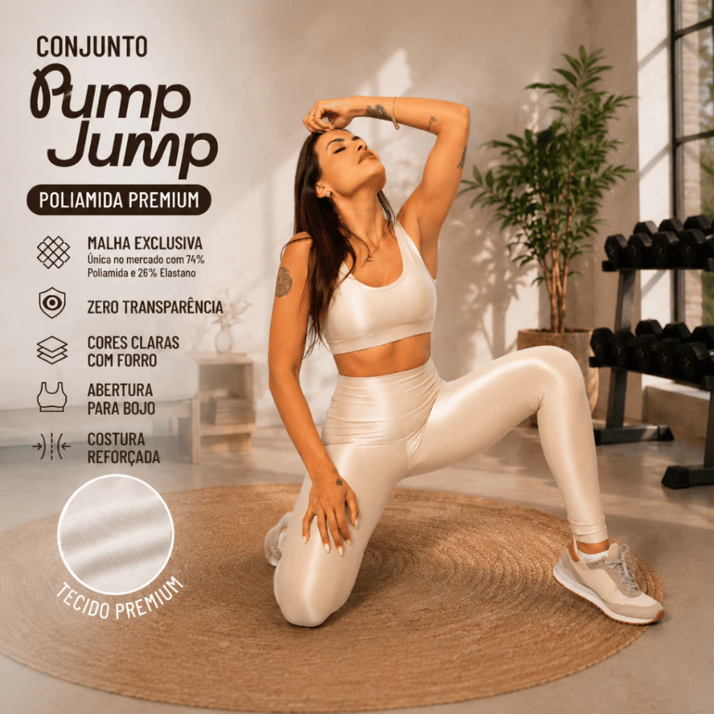 Conjunto Top Regata Shine + Legging Cintura Alta Feminino Poliamida Micro Canelada Premium