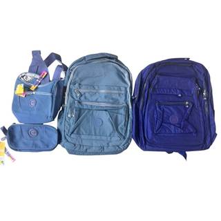 Kit 4 Peças Mochila Azul Marinho Y&K + Mochila Azul Claro Sport + Estojo e Lancheira Térmica F&G