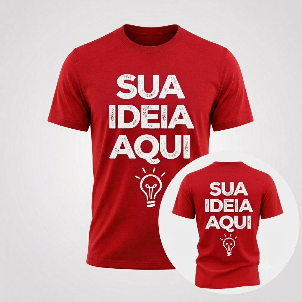Camiseta Vermelha Unissex personalizada com sua arte logo ou estampa frente ou costas