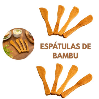 Kit Espátula de Manteiga de Bambu Espatula de Patê Geléia Mesa Posta Cantinho do Café 4/8/12