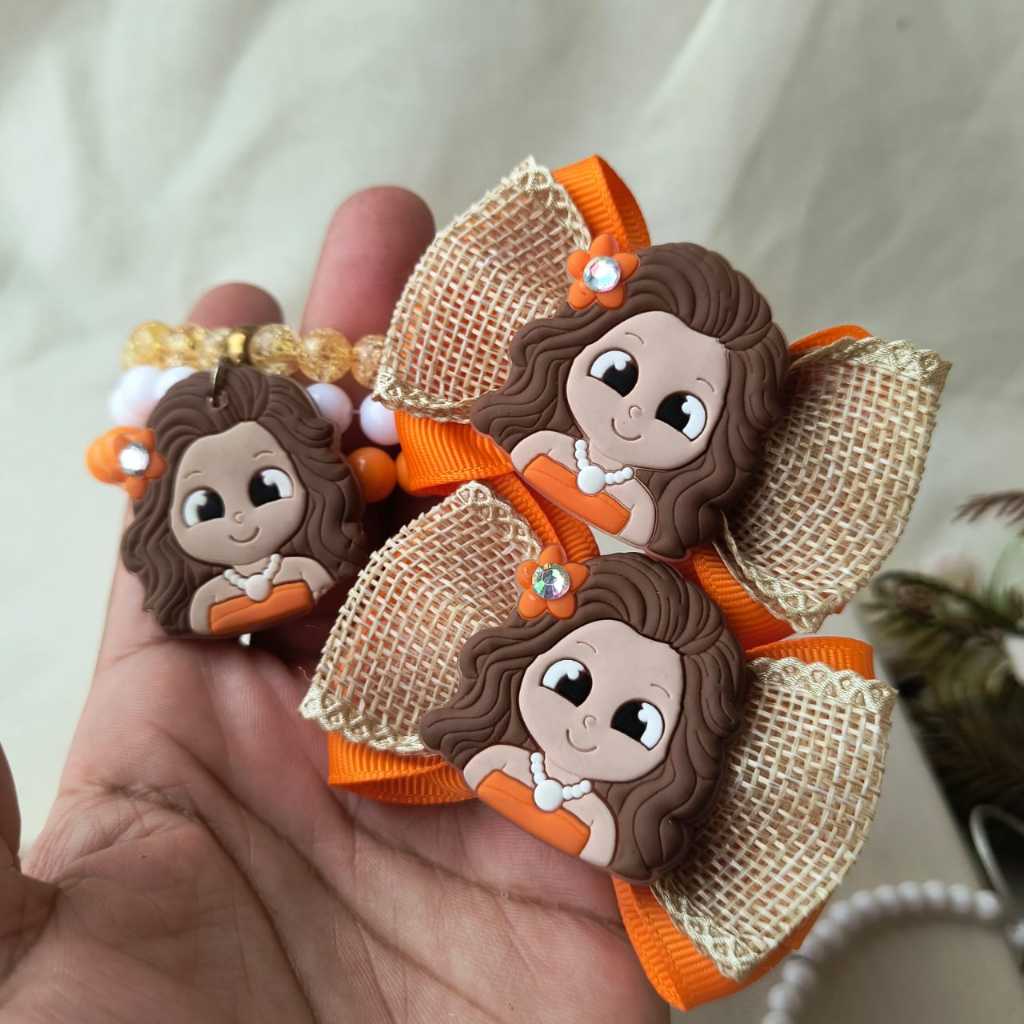 Parzinho Laço Infantil Princesa Tiara Pulseiras Menina