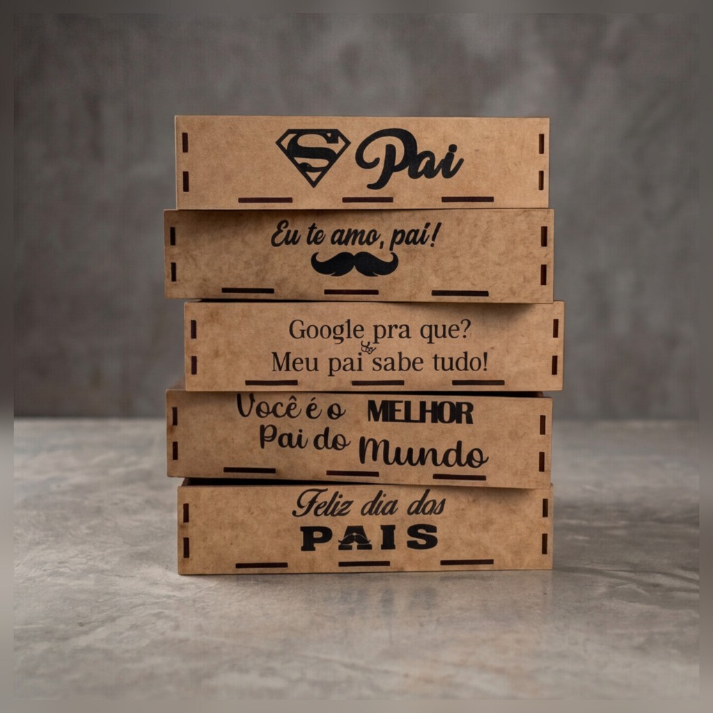 Kit 10 Bandejas MDF 20×15 Dia dos Pais Mini Cesta Decorada Café da Manhã Lembrancinha Presente Pai 10 Un