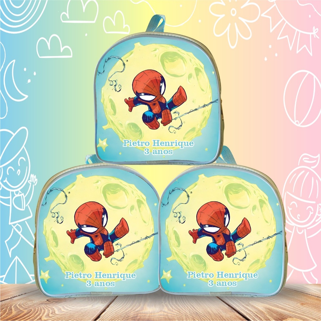 25 Lembrancinhas Mochilinhas personalizada no tema Homem-Aranha, personalizamos para aniversários, brindes e mimos