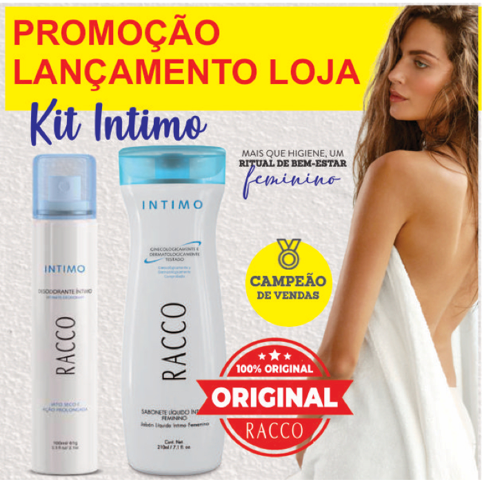 Kit Íntimo Racco Desodorante Jato Seco 100ml + Sabonete Liquido Higiene Intima Racco Ação Prolongada