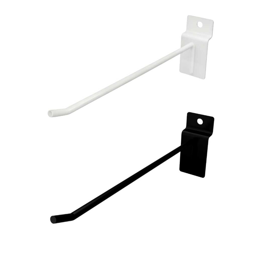 Kit 50 Ganchos Para Painel Canaletado 15 cm Branco e Preto