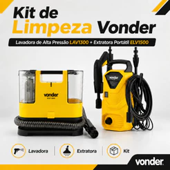 Kit de Limpeza com Lavadora de Alta Pressão LAV1300 e Extratora Portátil ELV1500 Vonder