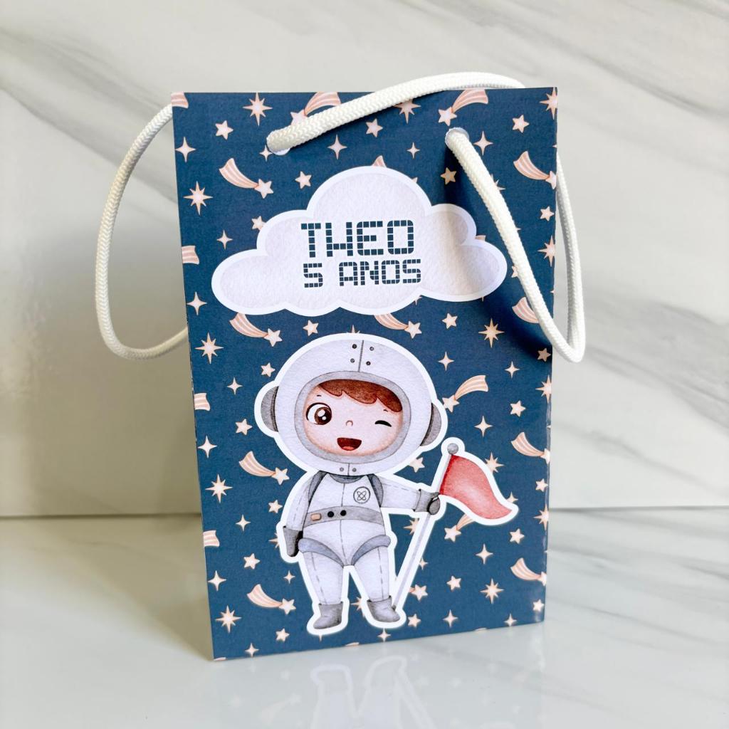 Sacolinha para Lembrancinha Astronauta Personalizado Lembrancinha Festa Infantil Aniversário