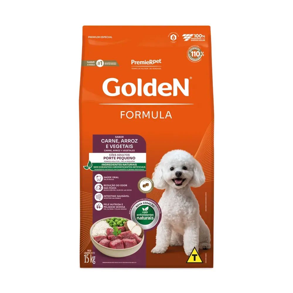 Ração Golden Formula Cães Adultos Raças Pequenas Carne e Arroz Mini Bits 15 kg