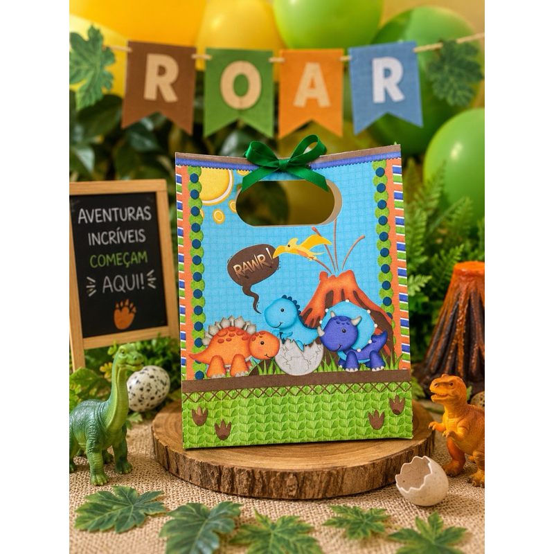 Sacolinha Surpresa Dinossauro Personalizada | Lembrancinha Infantil Festa Dinossauro