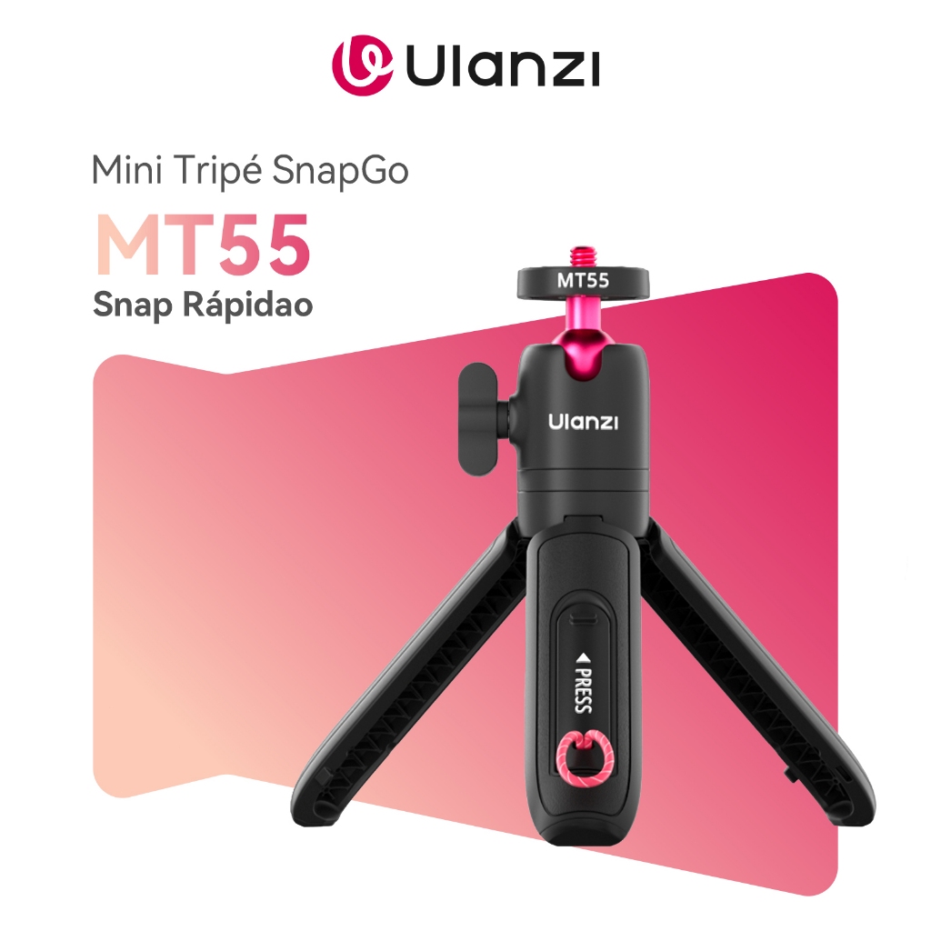 Ulanzi MT55 Bastão Selfie Mini SnapGo com Rosca 1/4” Tripé Portátil para Câmera de Ação