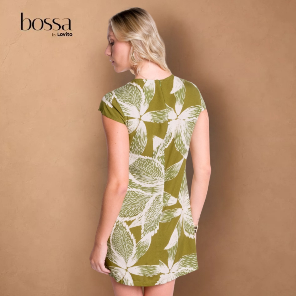 Lovito Bossa Vestido Curto com Mangas Japonesas Em Viscose DRB18851915 — imagem 2 de 2
