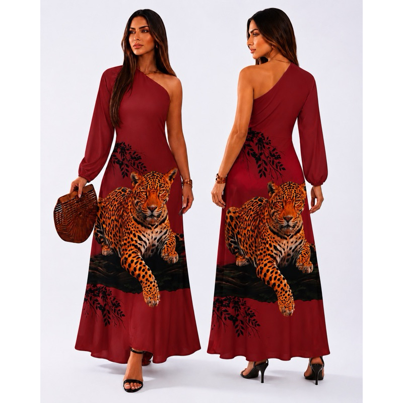 👗 Vestido Longo Estampado em Malha