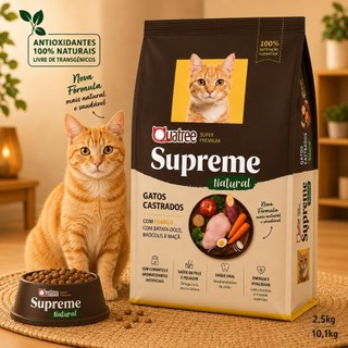 Ração Quatree Supreme Para Gatos Castrados 10kg frango Batata Doce Super Premium
