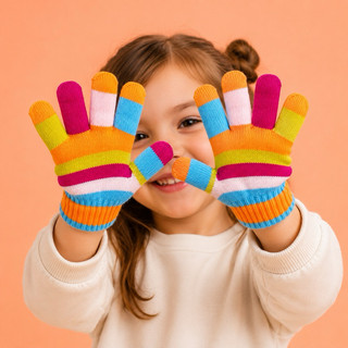 Kit 2 Pares Luva Inverno Infantil Coloridas Fofinhas Lã Menino Menina Confortavel Quentinha Elastica