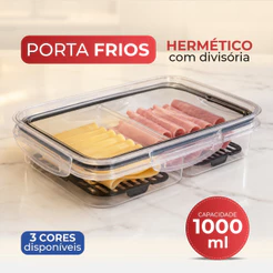 Porta Frios com Tampa Hermética Divisórias com Escorredor Porta Queijo Marmita com Divisória Primax