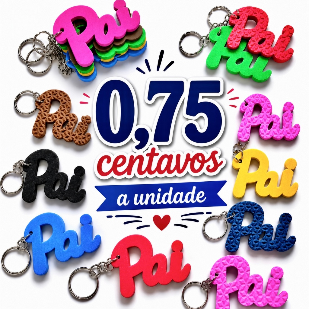 Kit Chaveiro PALAVRA PAI TATAME CORES SORTIDAS, para escola, decoração festa dia dos pais, professor