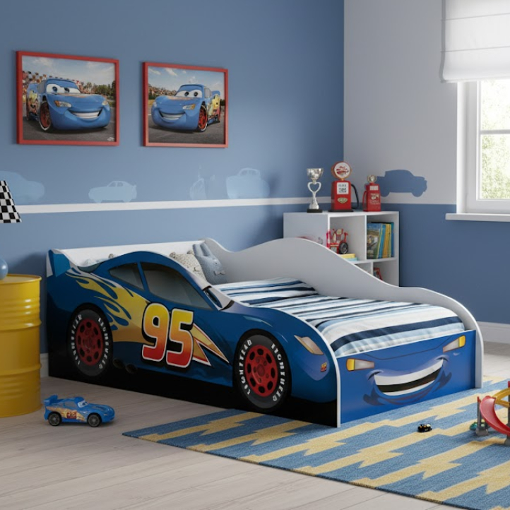 Caminha Infantil Cama Carro Temática Meninos Montessoriana Adesiva de Personagens em 100% MDF - AV