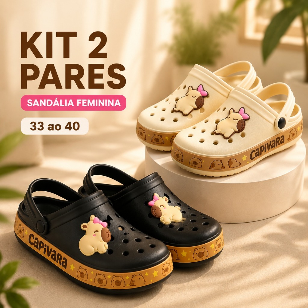 Kit Sandália Capivara Chinelo Adulto Juvenil Unissex Escolar Leve Macio Super Promoção Oferta 2026
