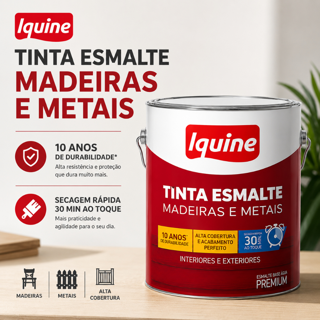 Tinta Esmalte Metais e Madeiras Tinta Sintética Esmalte Iquine 3 Litros Cores Ti