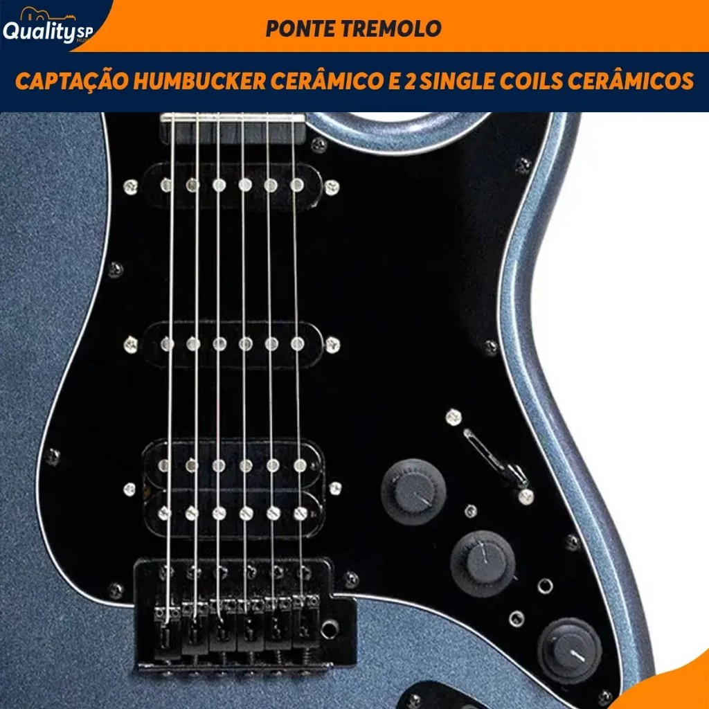 Guitarra Elétrica Stratocaster Tagima Fx Escala Escura Escudo Bk Sixmart Ponte Tremolo — imagem 2 de 2
