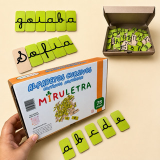 Pareamento das Letras Cursivas - Cursiva contínua estampada - 78 peças - MDF