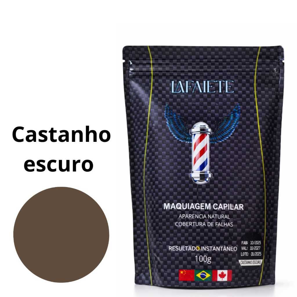 Refil 100g  castanho escuro Corretivo de Falhas Capilar Lafaiete Queratina em Pó