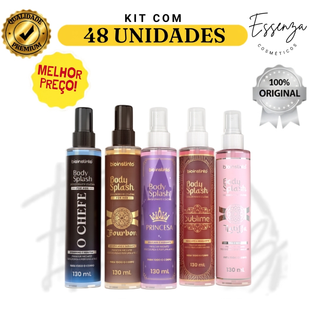 KIT COM 12, 24 OU 48 NOVO BODY SPLASH PERFUMARIA FINA(PODE ESCOLHER)130ML MASCULINO E FEMININO