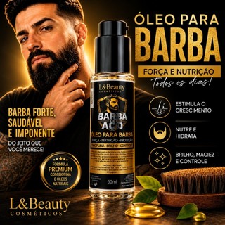 Óleo Para Barba L&Beauty 60ml Hidratante Fortalecedor Com Biotina e Óleo de Rícino