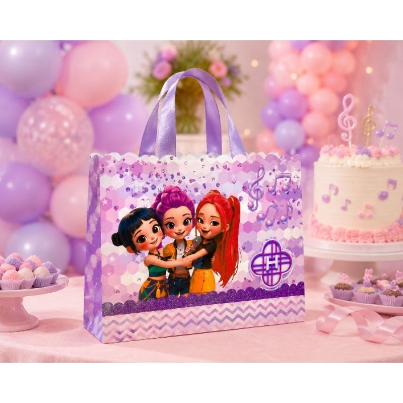 Kit 10 Sacolinha Personalizada Guerreiras do Kpop Infantil Festa Aniversário Lembrancinha Tema Kpop
