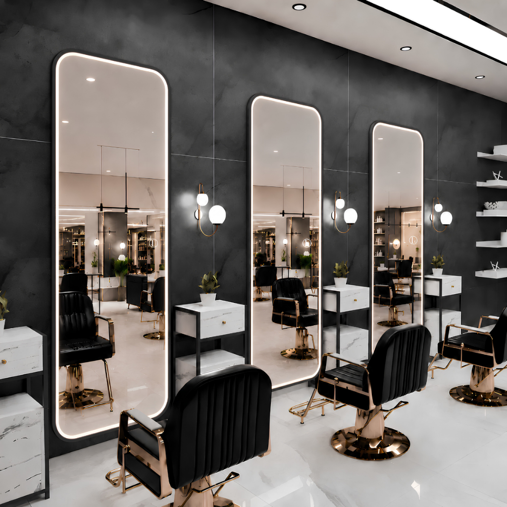 Imagem Espelho Lopazzi Retangular 170X70 com Suporte de Chão + LED Jateado 3 Intensidades Decorativo