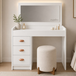 ENVIO FULL - Penteadeira Camarim Escrivaninha Moderna com Espelho e 3 Gavetas Bali