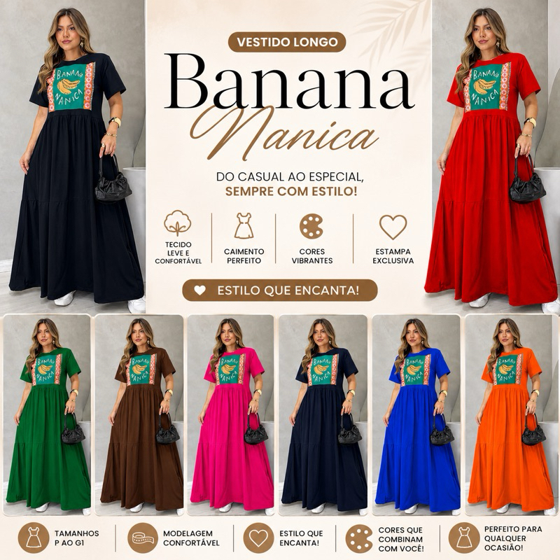 Vestido Longo Soltinho Algodão Casual Confortável Moda Evangélica