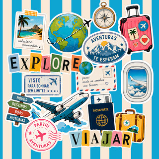 30 Adesivos de Viagem Travel Aesthetic para Journal, Scrapbook, Planner, Kindle e Persona…